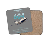 Thumbnail for Bombardier Challenger 604 design on gray 1 piece coaster