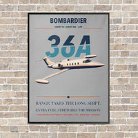 Thumbnail for Bombardier Learjet 36A vertical canvas print - framed - light gray background