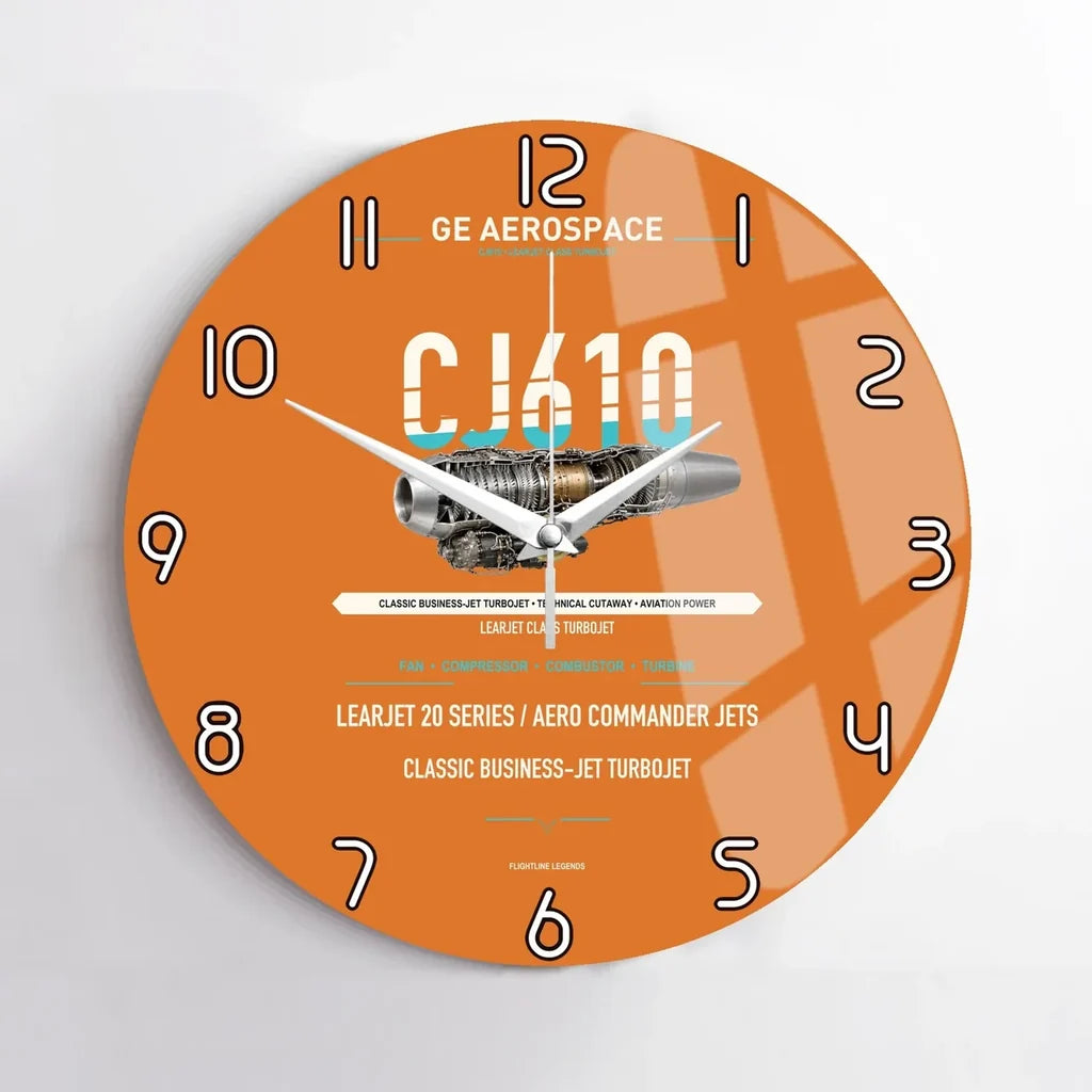 CJ610 design on orange no frame wall clock