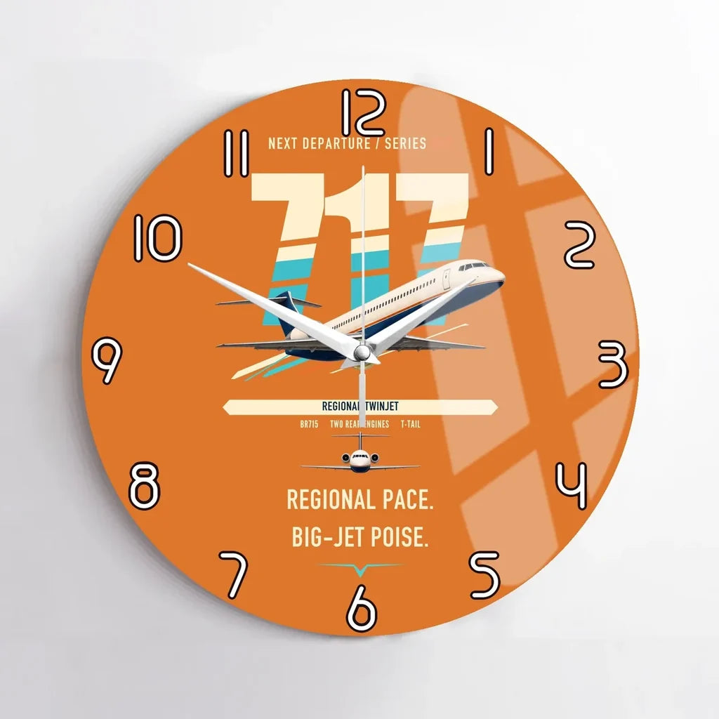 Boeing 717-200 design on orange no frame wall clock