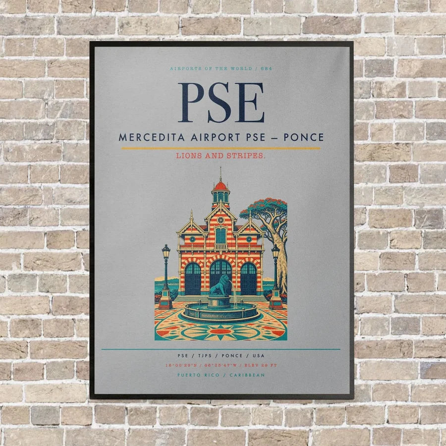 Mercedita Airport PSE — Ponce vertical canvas print - framed - light gray background
