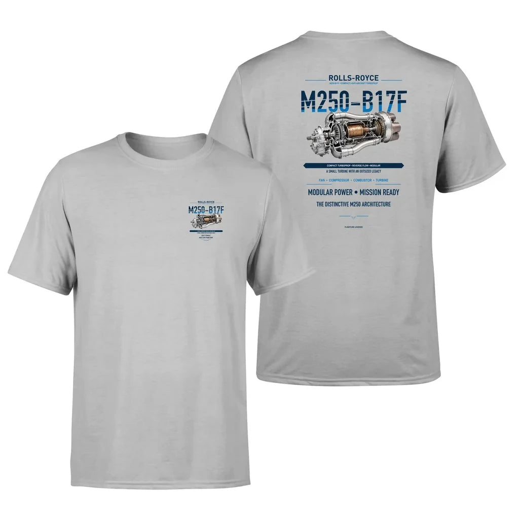 M250-B17F design on light gray t shirt