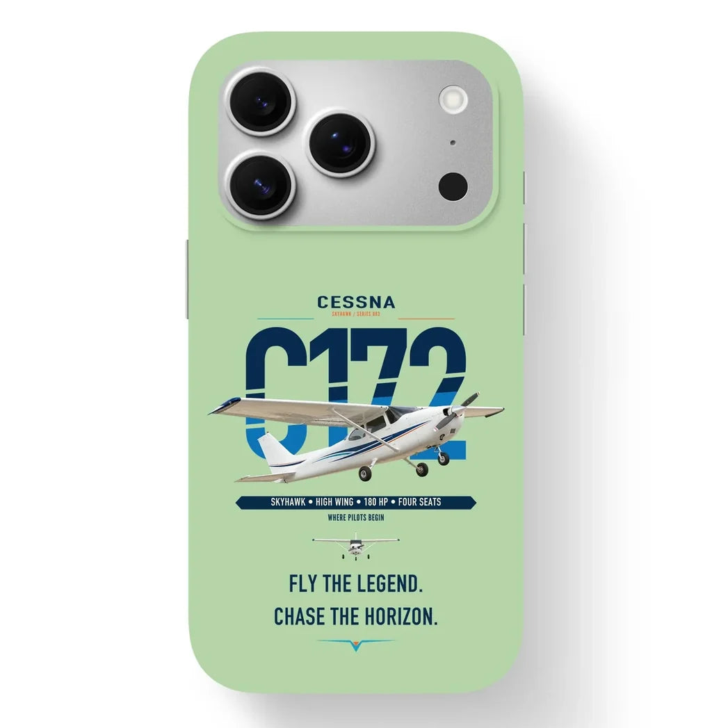 Cessna 172 Skyhawk design on light green magsafe iphone case, for iPhone 17 Pro