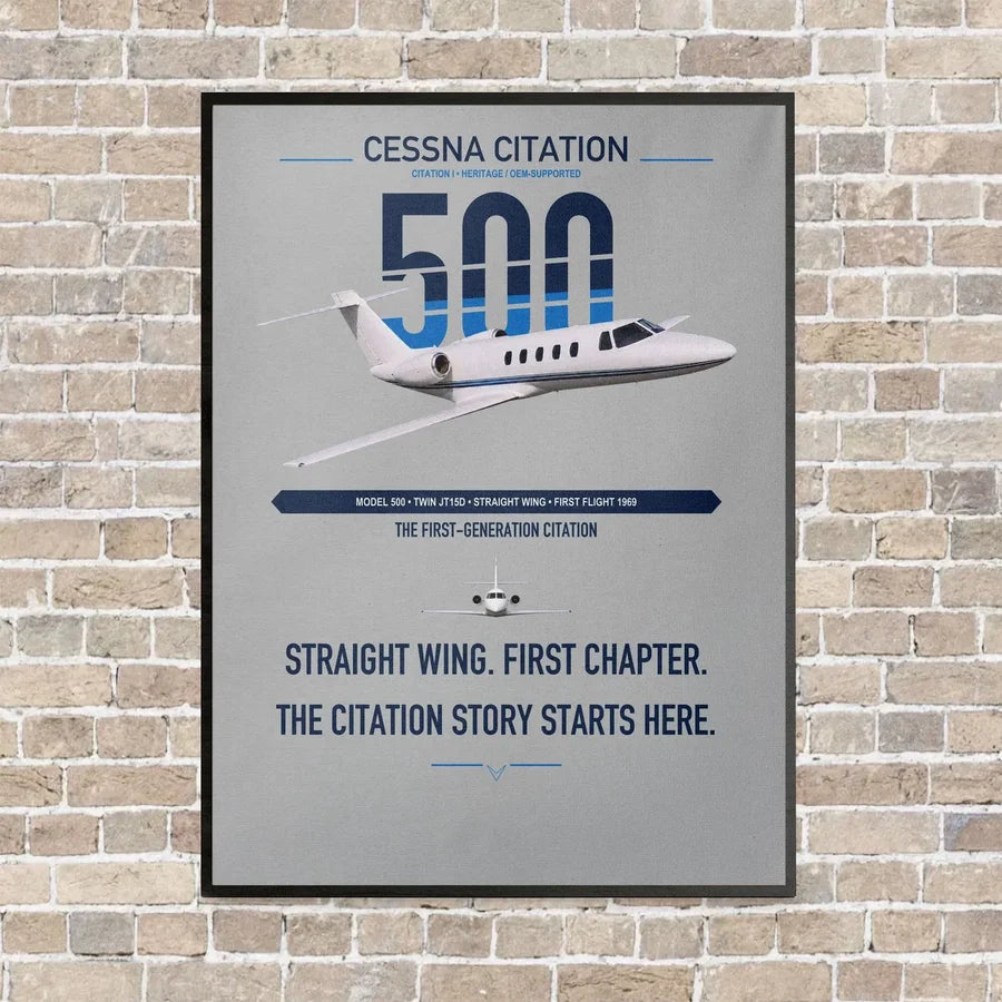 Cessna Citation 500 - Citation I vertical canvas print - framed - light gray background