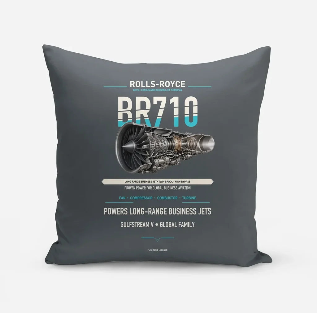 BR710 design on gray pillow
