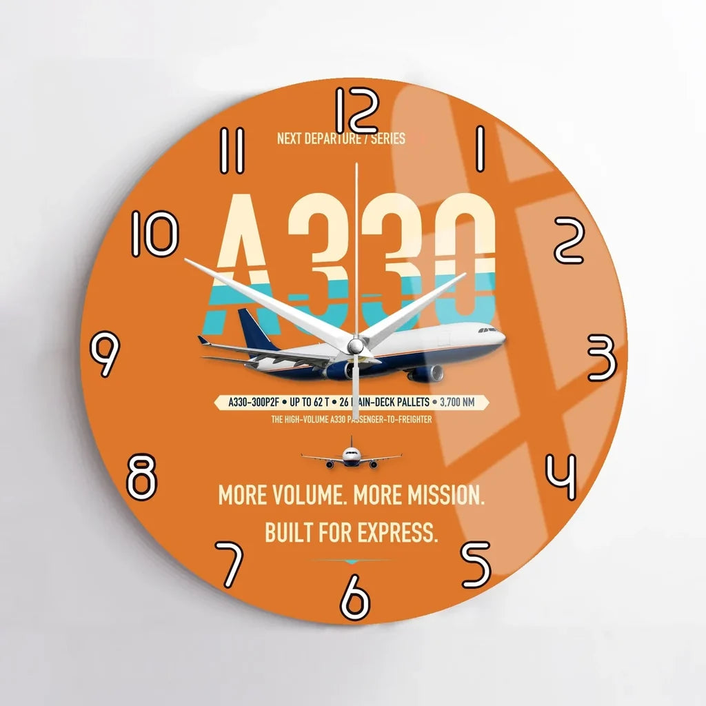 Airbus A330-300P2F design on orange no frame wall clock