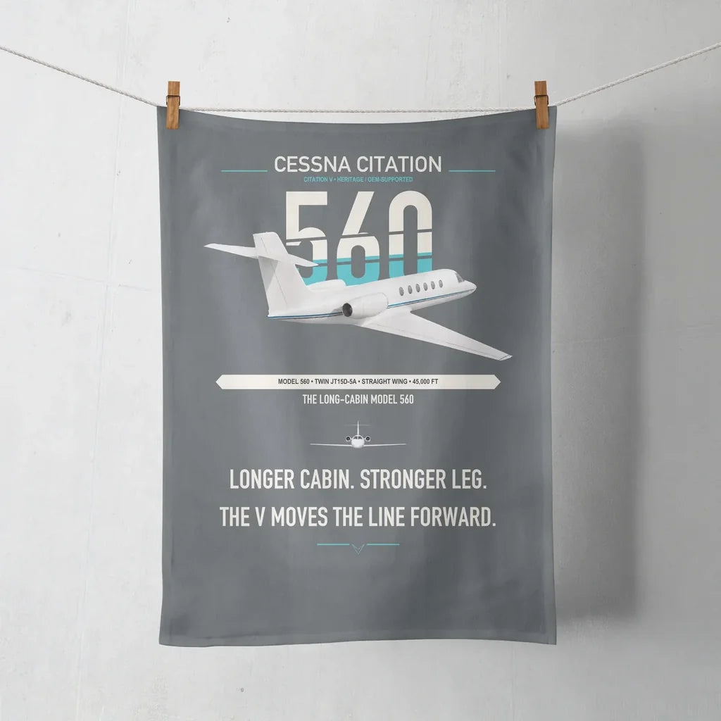 Cessna Citation 560 - Citation V design on gray towel