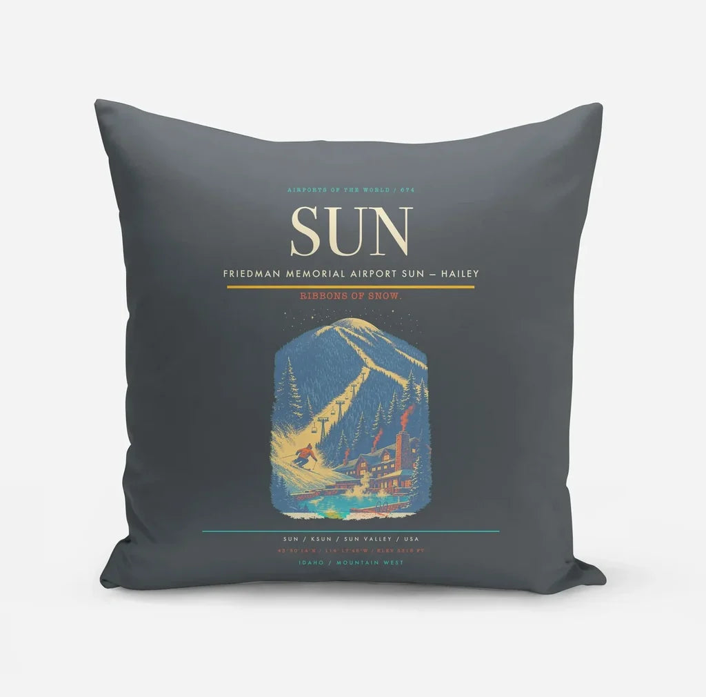 Friedman Memorial Airport (SUN) design on gray pillow