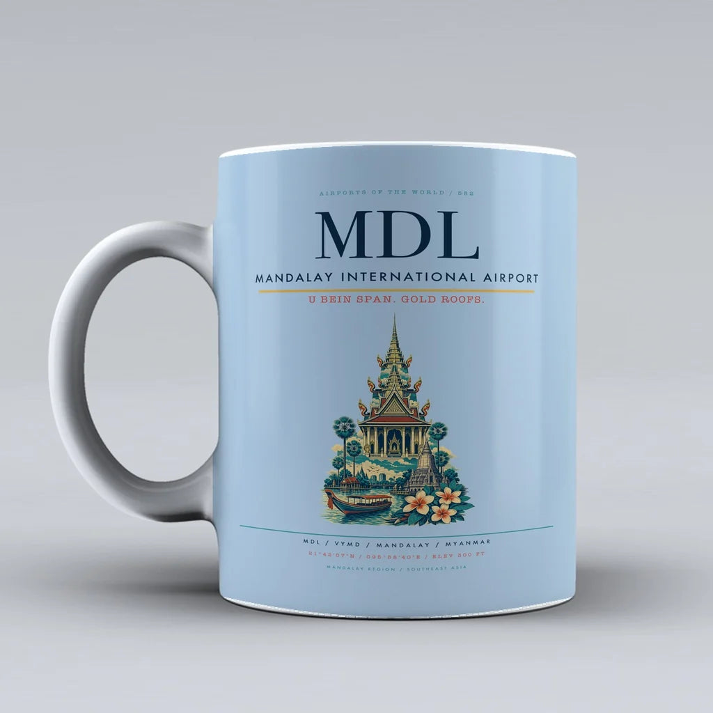 International Airport MDL Mug design on light blue mandalay