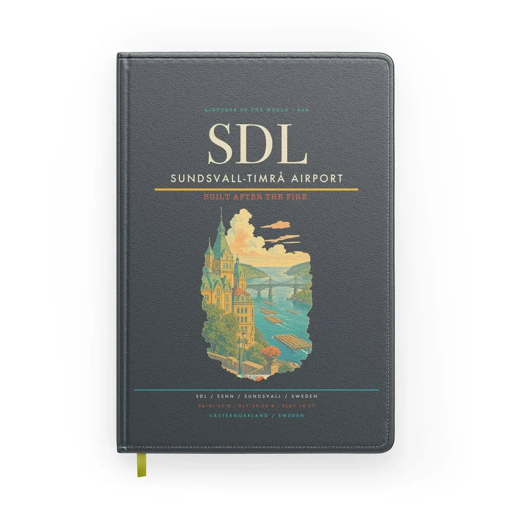 Sundsvall-Timrå Airport (SDL) design on gray notebook