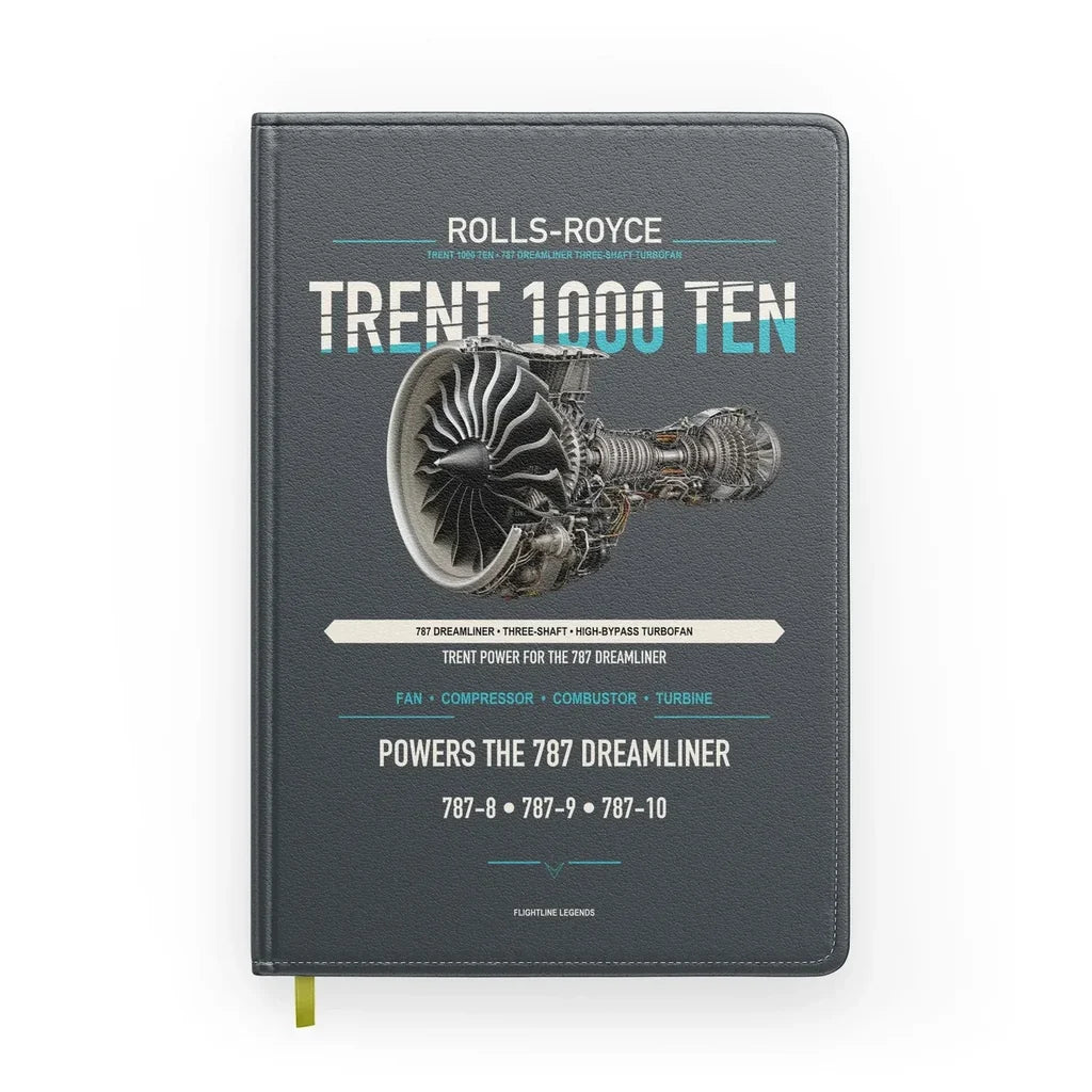 TRENT 1000 TEN design on gray notebook