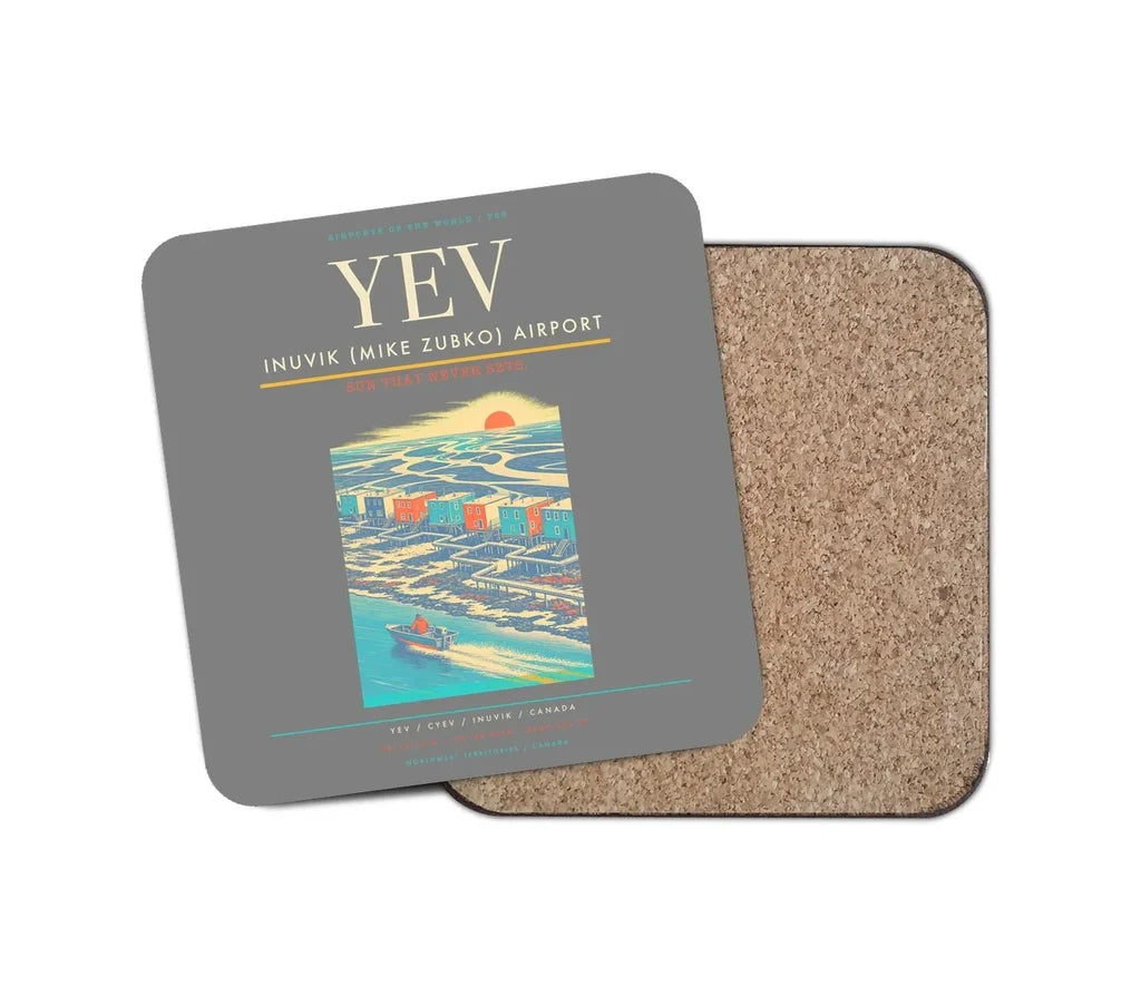 Inuvik (Mike Zubko) Airport (YEV) design on gray 1 piece coaster