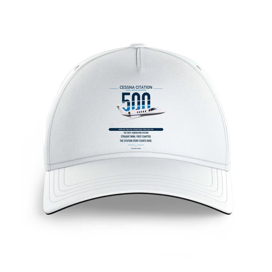 Cessna Citation 500 - Citation I design on white printed hat
