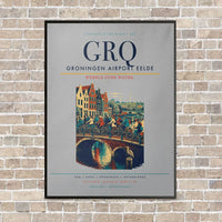 Thumbnail for Groningen Airport Eelde GRQ vertical canvas print - framed - light gray background