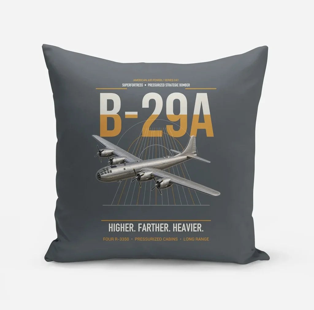 B-29A Superfortress design on gray pillow