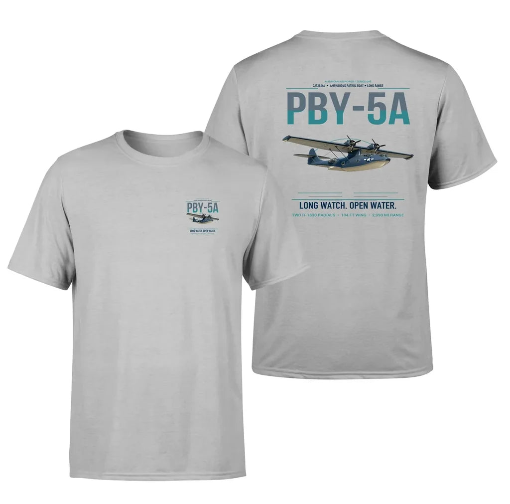 PBY-5A Catalina design on light gray double-side t-shirt, double-side print