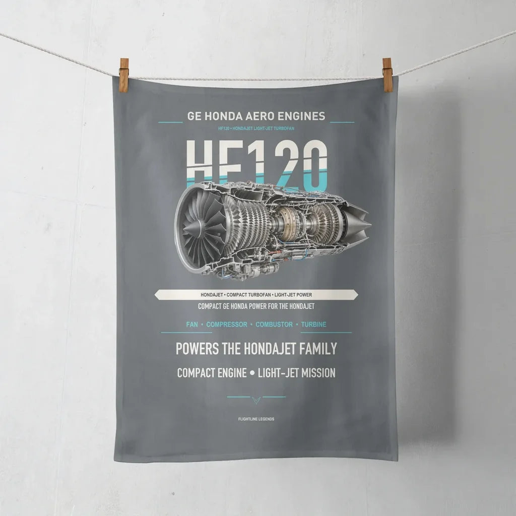 HF120 design on gray towel
