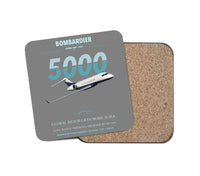Thumbnail for Bombardier Global 5000 design on gray 1 piece coaster