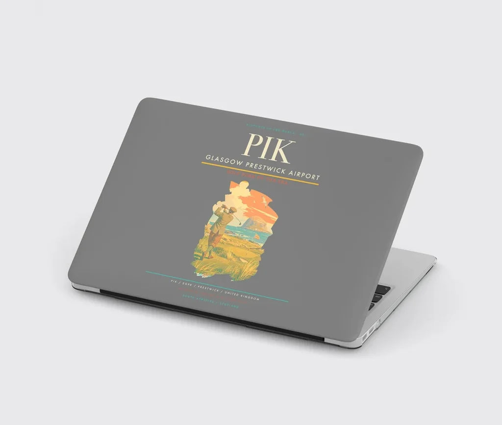 Glasgow Prestwick Airport (PIK) design on gray MacBook case