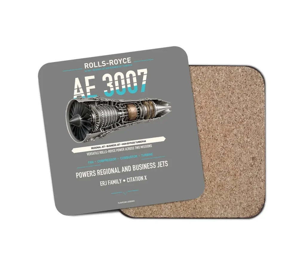 AE 3007 design on gray 1 piece coaster