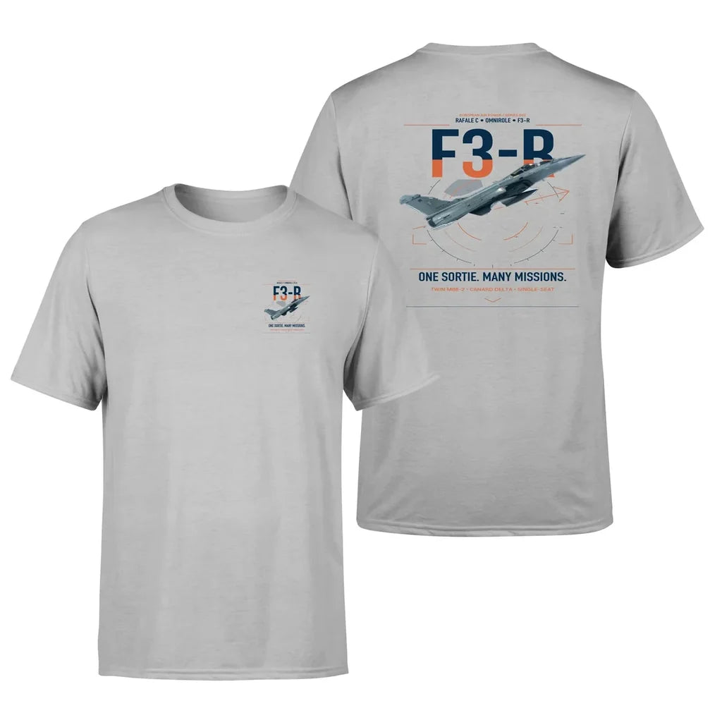 Dassault Rafale C — F3-R standard design on light gray t-shirt, double-side print