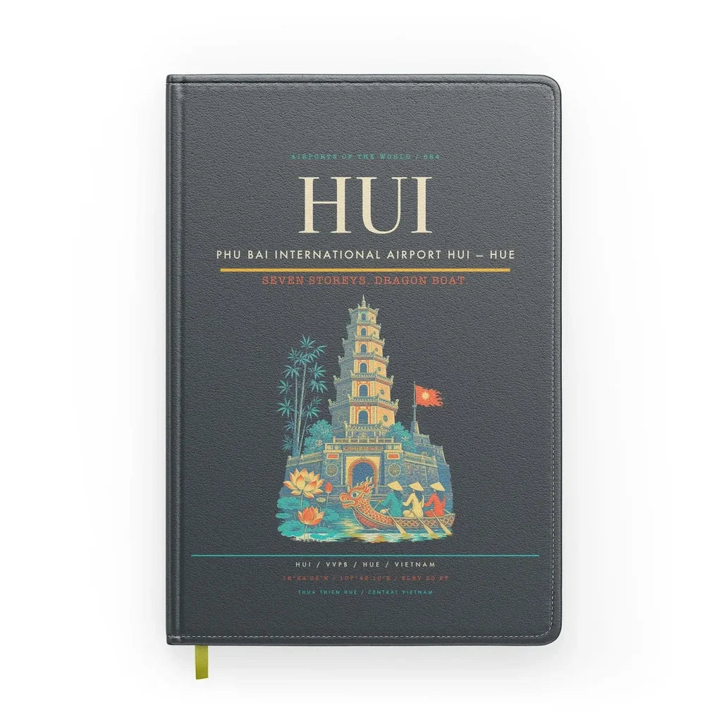 Phu Bai International Airport (HUI) design on gray notebook