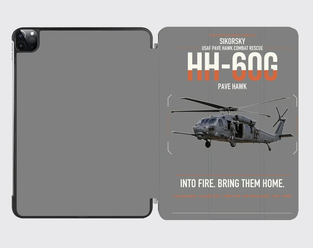 Sikorsky HH-60G Pave Hawk design on gray ipad tablet case