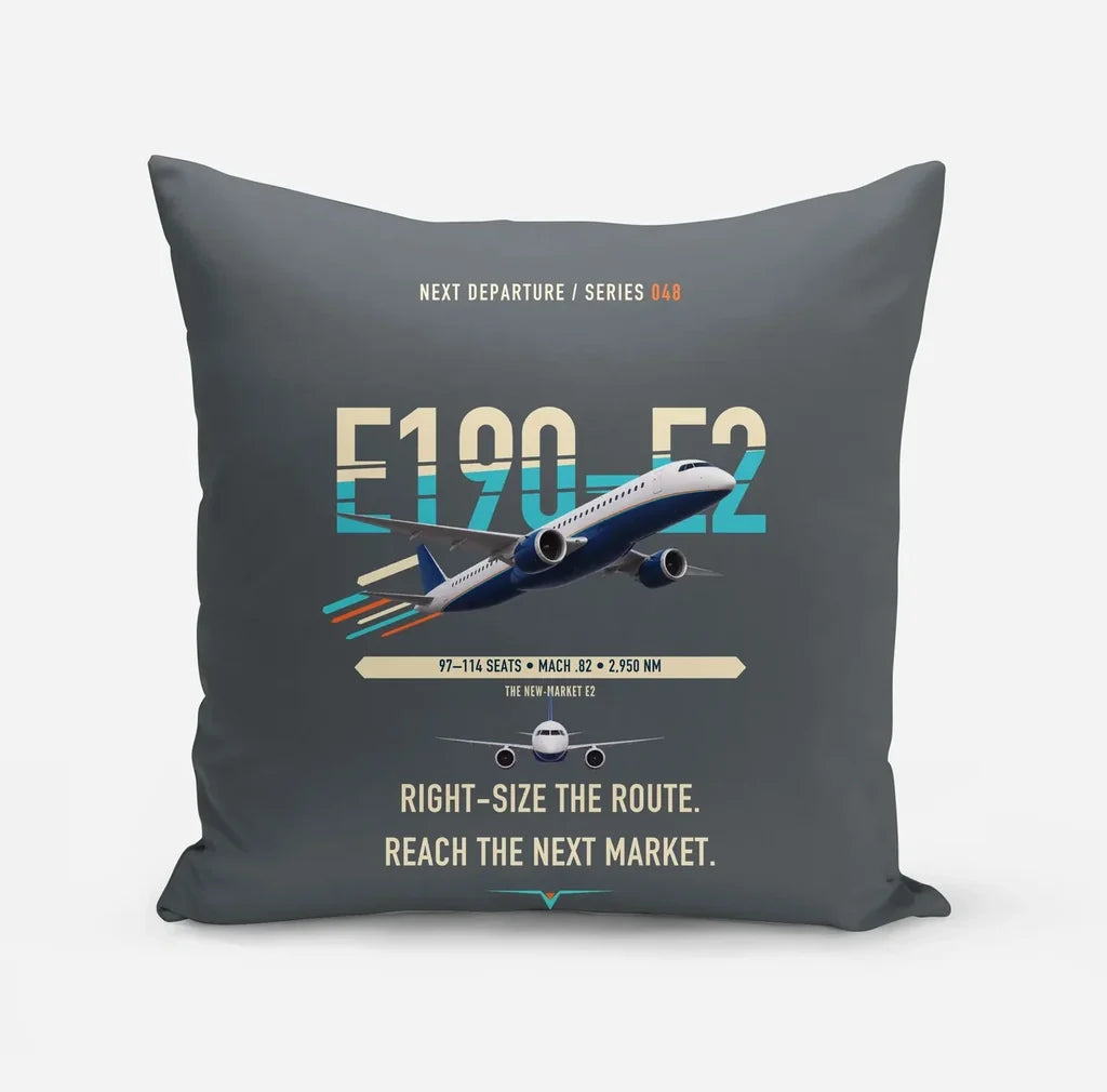 Embraer E190-E2 design on gray pillow