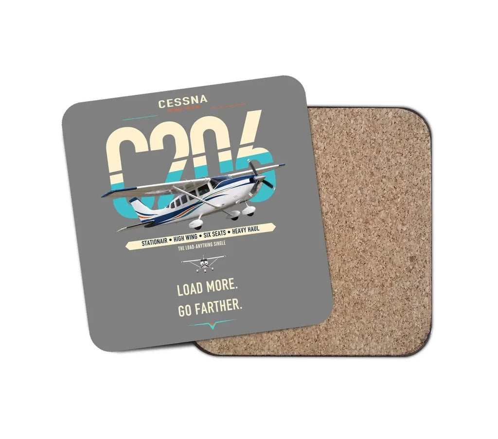 Cessna 206 Stationair design on gray 1 piece coaster