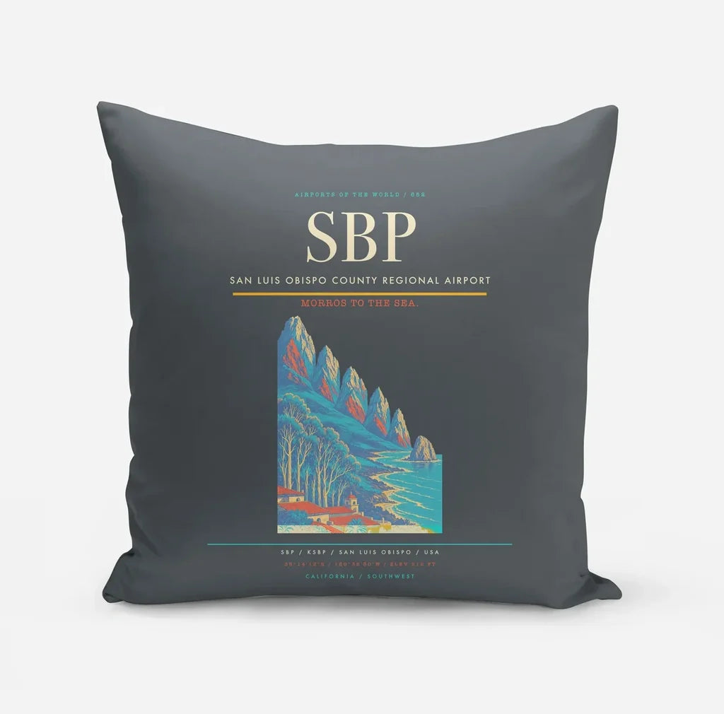 San Luis Obispo County Regional Airport (SBP) design on gray pillow