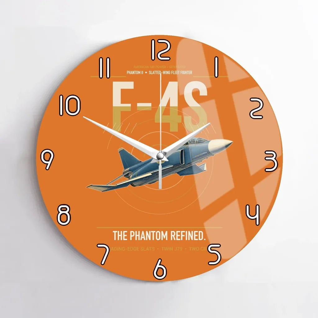 F-4S Phantom II design on orange no frame wall clock