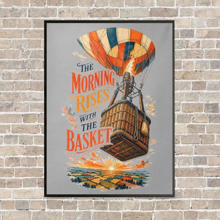 The Morning Rises With The Basket vertical canvas print - framed - light gray background
