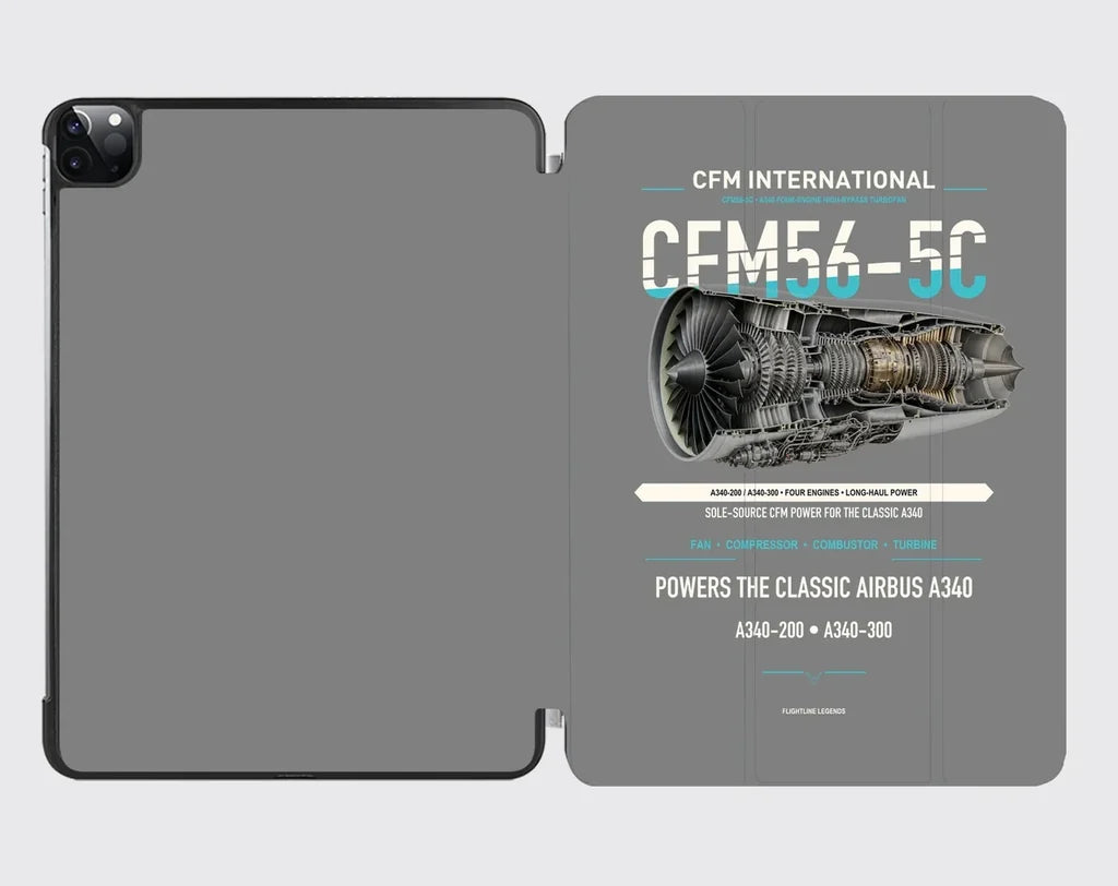 CFM56-5C design on gray ipad tablet case