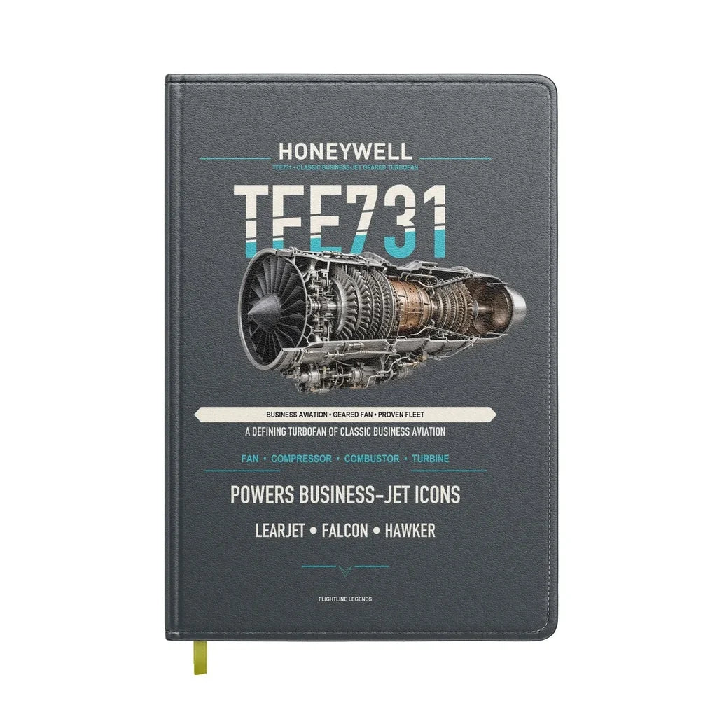 TFE731 design on gray notebook