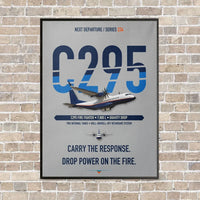 Thumbnail for Airbus C295 Firefighter vertical canvas print - framed - light gray background