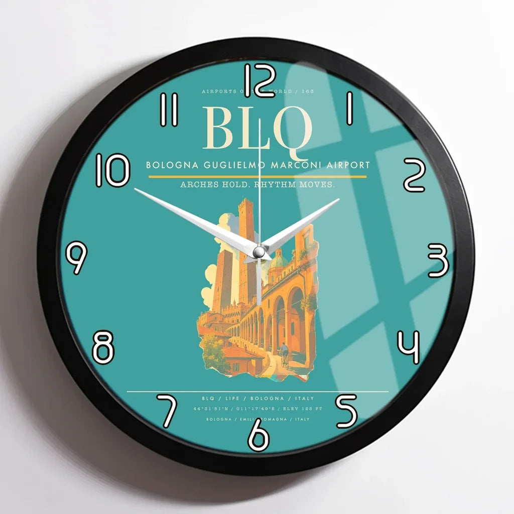 Bologna Guglielmo Marconi Airport BLQ Wall-Clock Framed - Turquoise