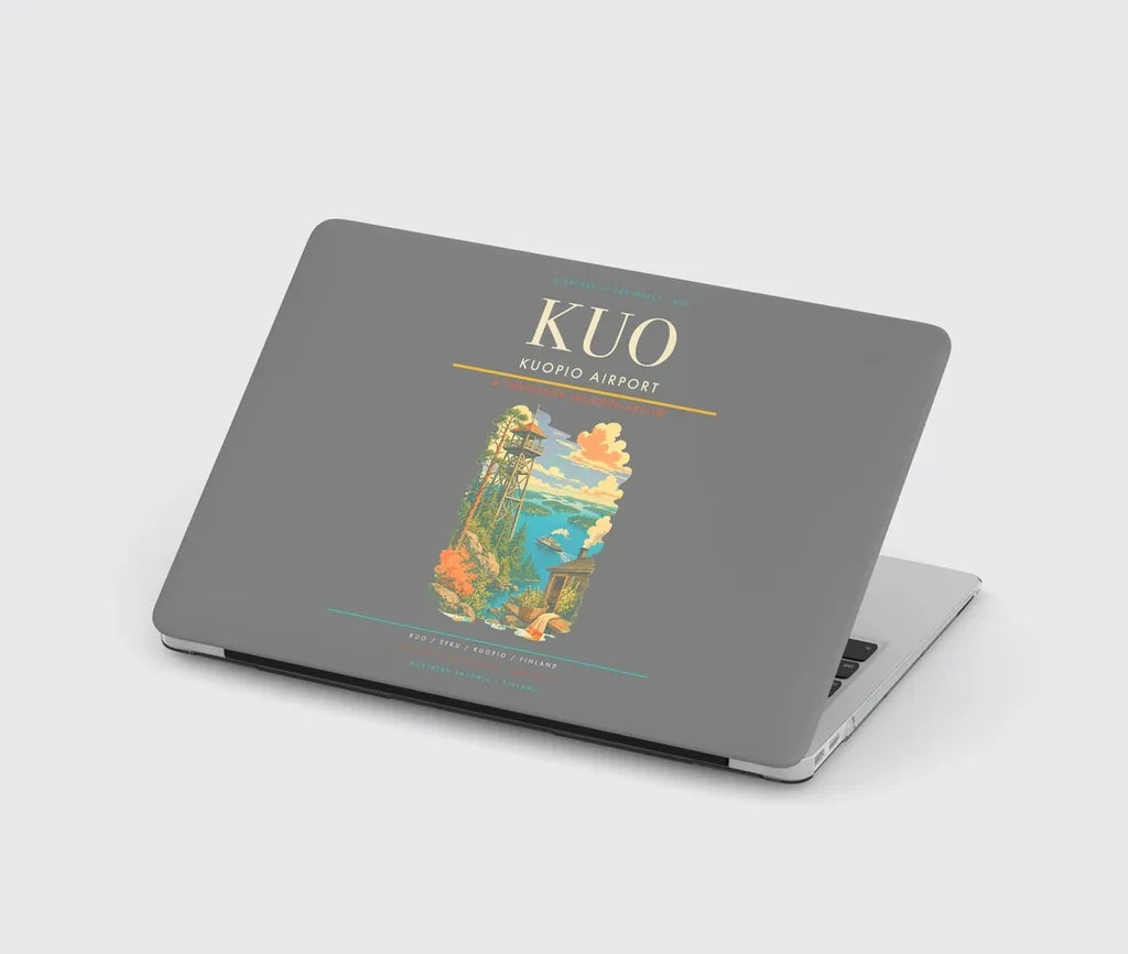 Kuopio Airport (KUO) design on gray MacBook case