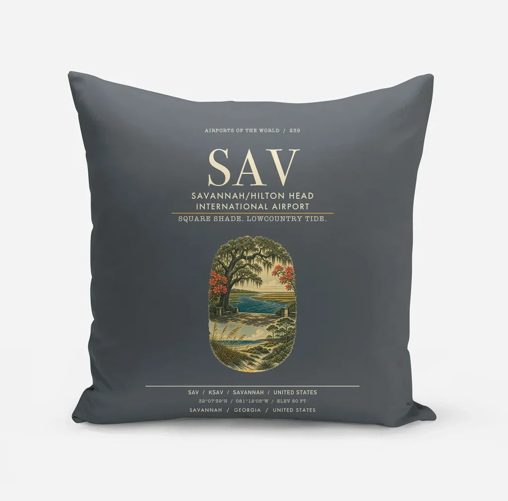 Savannah-Hilton Head International Airport (SAV) design on gray pillow