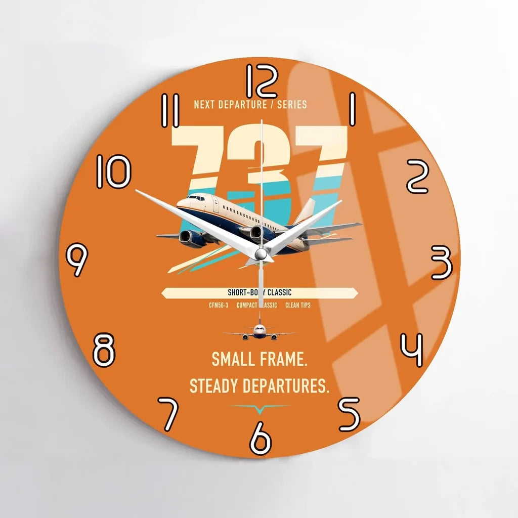 Boeing 737-500 Classic design on orange no frame wall clock