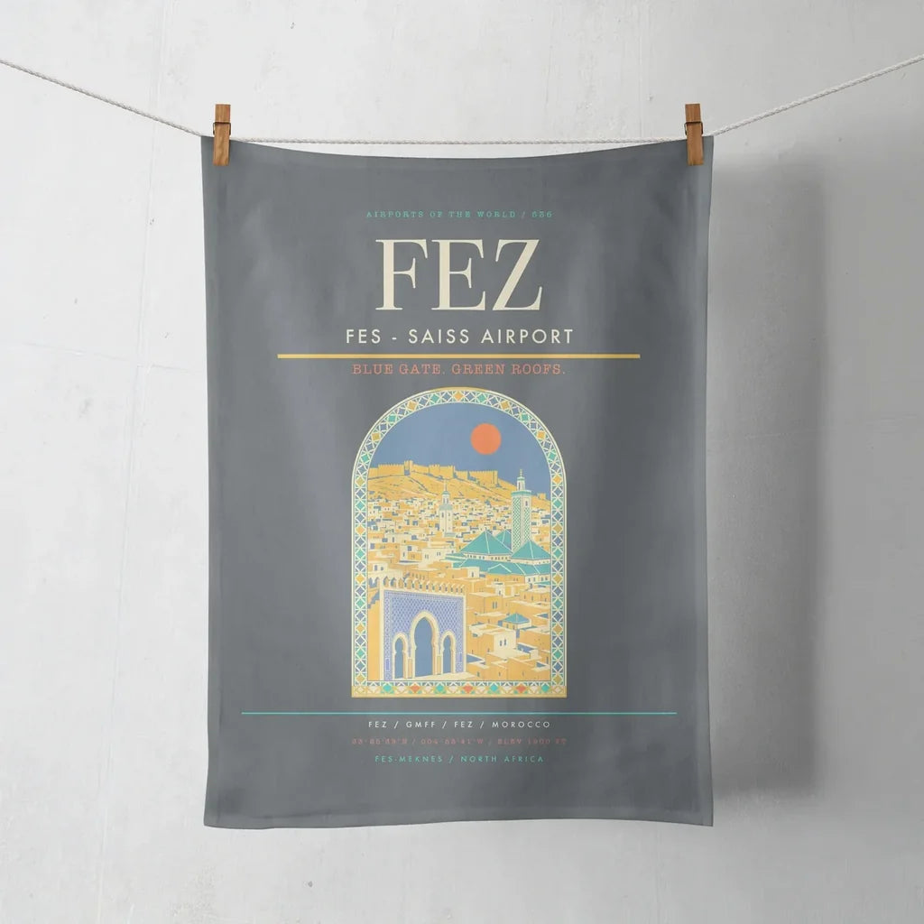 Fes (FEZ) design on gray towel