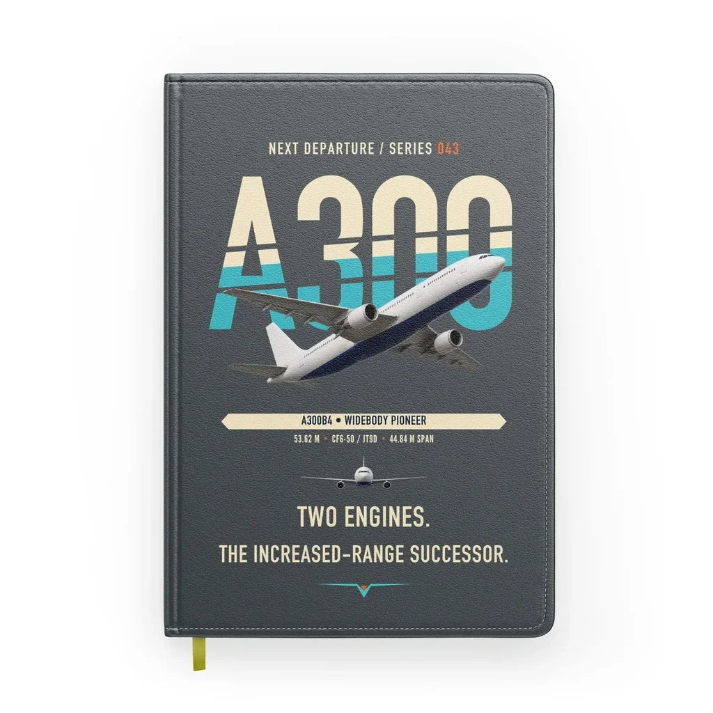 Airbus A300B4 design on gray notebook