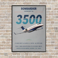 Thumbnail for Bombardier Challenger 3500 vertical canvas print - framed - light gray background