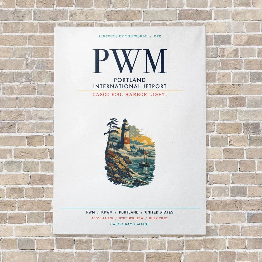 Portland International Jetport PWM vertical canvas print - no frame - white background