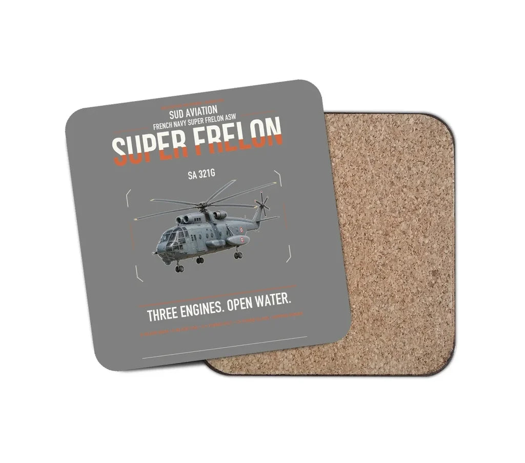 Sud Aviation SA 321G Super Frelon design on gray 1 piece coaster