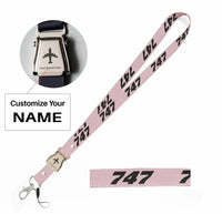 Thumbnail for Boeing 747 Flat Text seat belt lanyard - pink with name