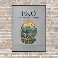 Thumbnail for Elko Regional Airport EKO vertical canvas print - framed - light gray background