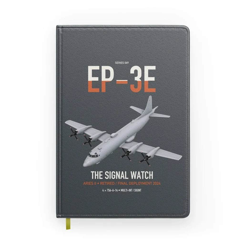 EP-3E ARIES II design on gray notebook