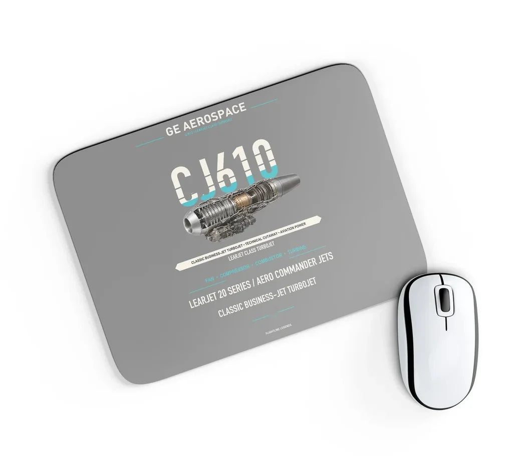 CJ610 design on gray rectangle mouse pad