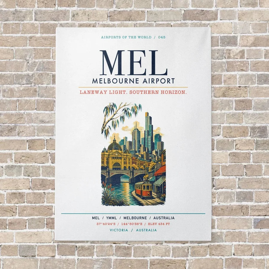 Melbourne Airport MEL vertical canvas print - no frame - white background