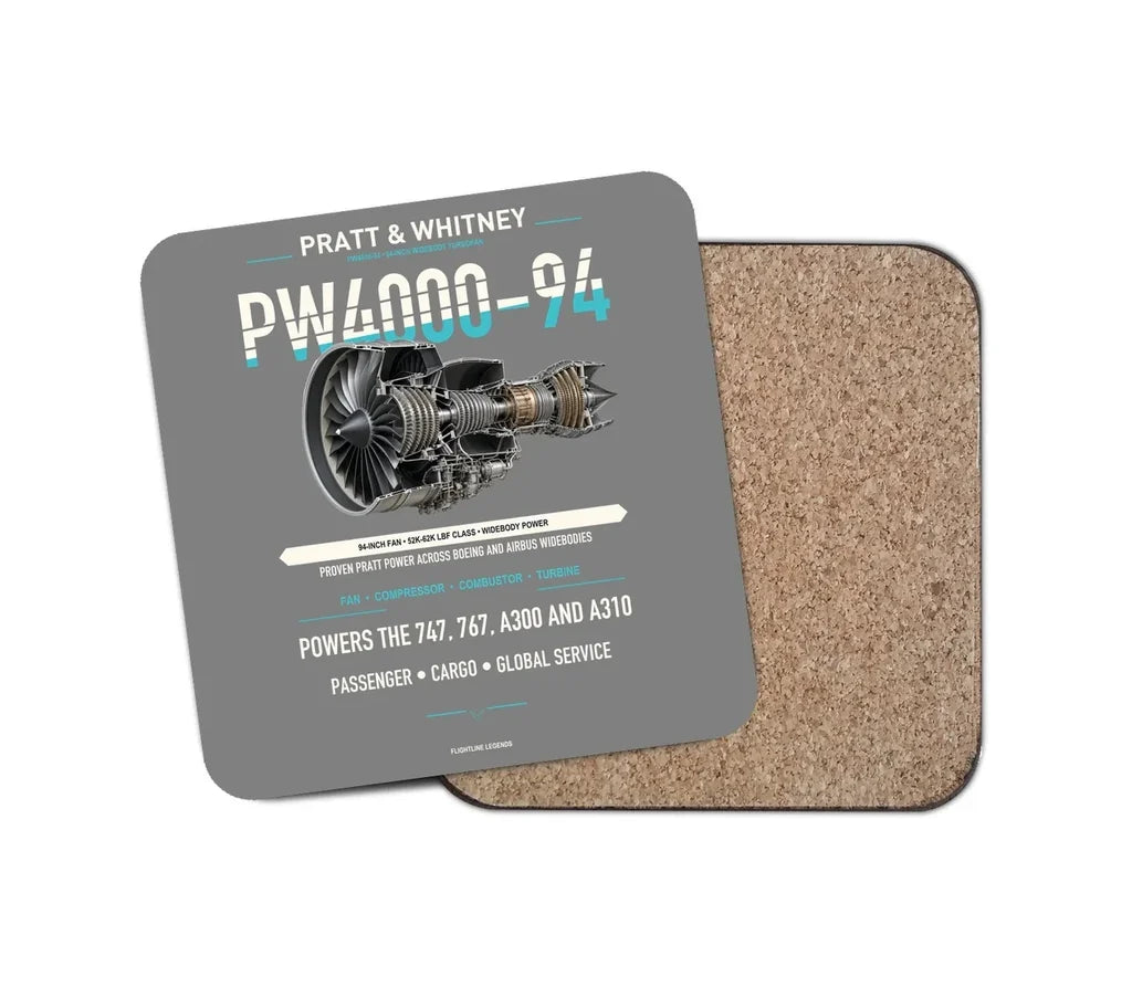 PW4000-94 design on gray 1 piece coaster